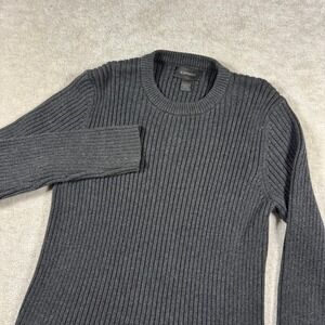 Express‎ Sweater Mens S Gray Ribbed Crew Neck 100% Cotton Long Sleeve Slim Fit